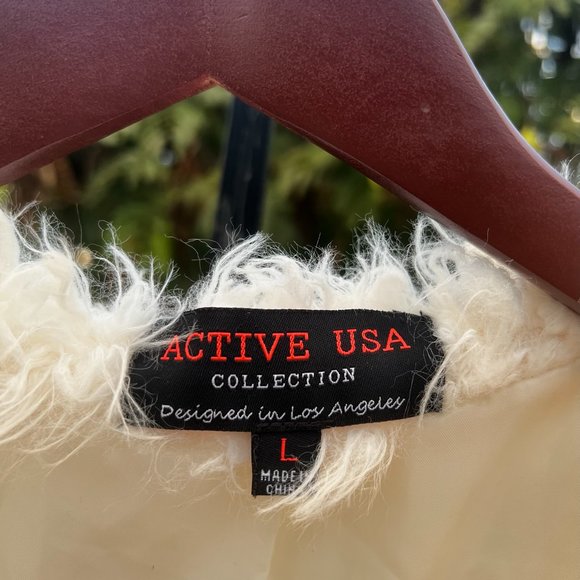 Active USA Faux Fur Cream Vest Size L - Picture 2 of 6